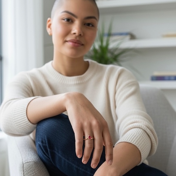 Sturdy Pink Sapphire Ring in 18K Rose Gold Vermeil , September birthstone - Picture 10 of 11